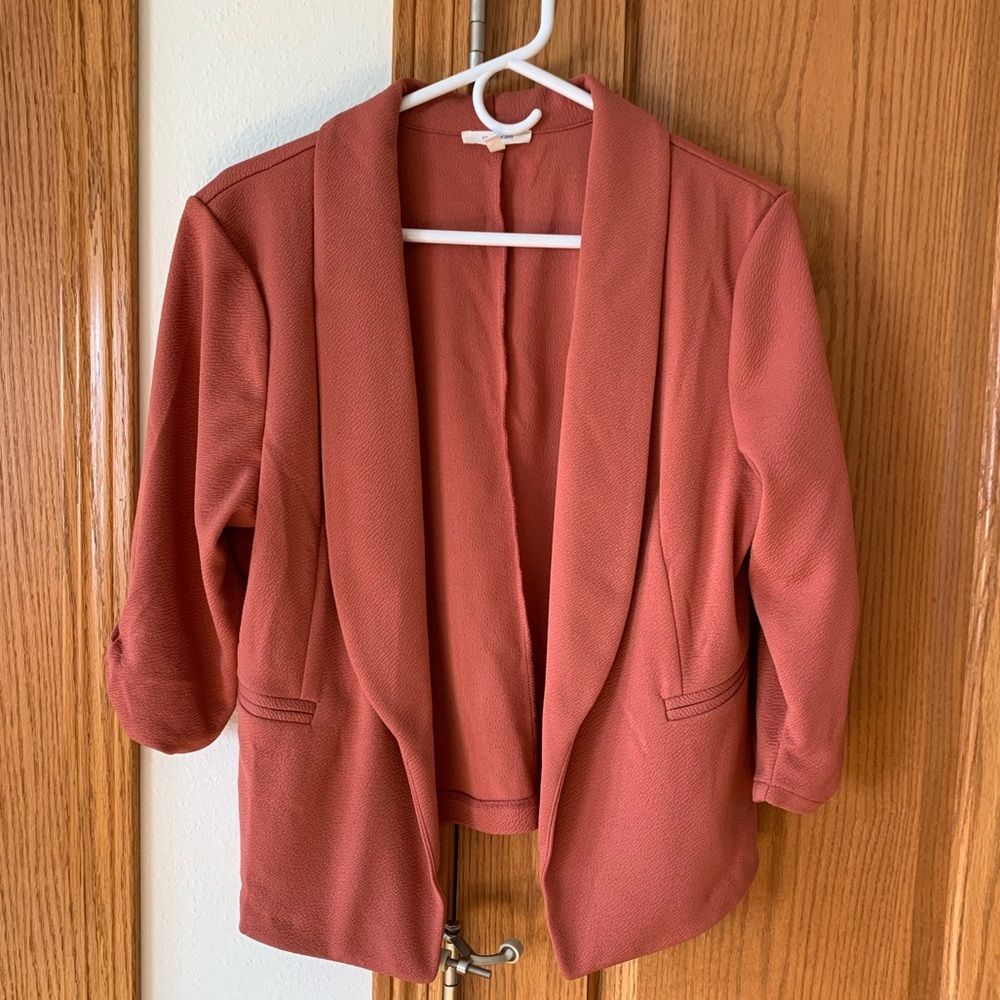 Dusty Pink Maurices 3/4 Sleeve Open Front Blazer
